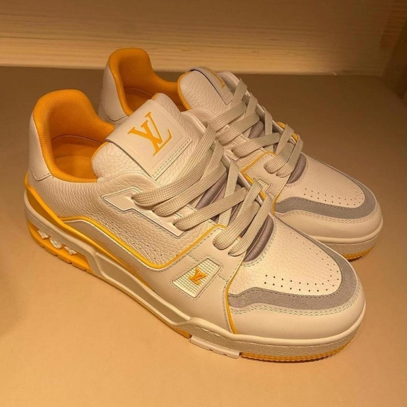 Louis Vuitton Men's White and Yellow Trainers - Picture 1 of 2